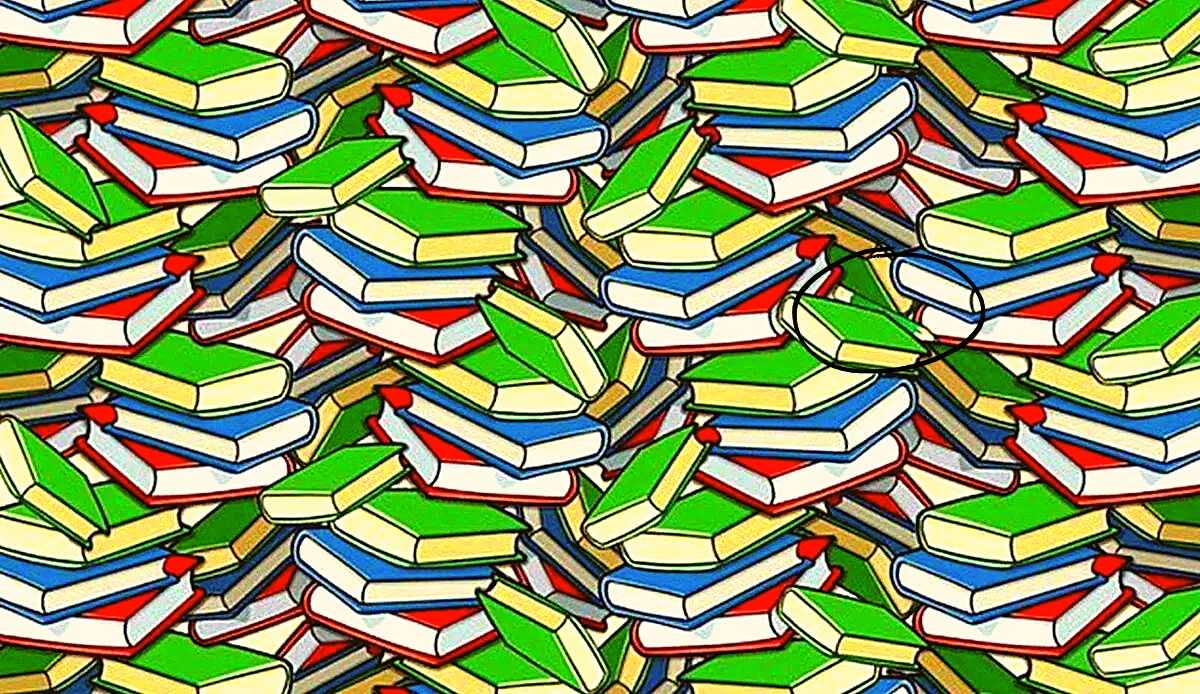 visual challenge: find the pencil hidden among the books - solution